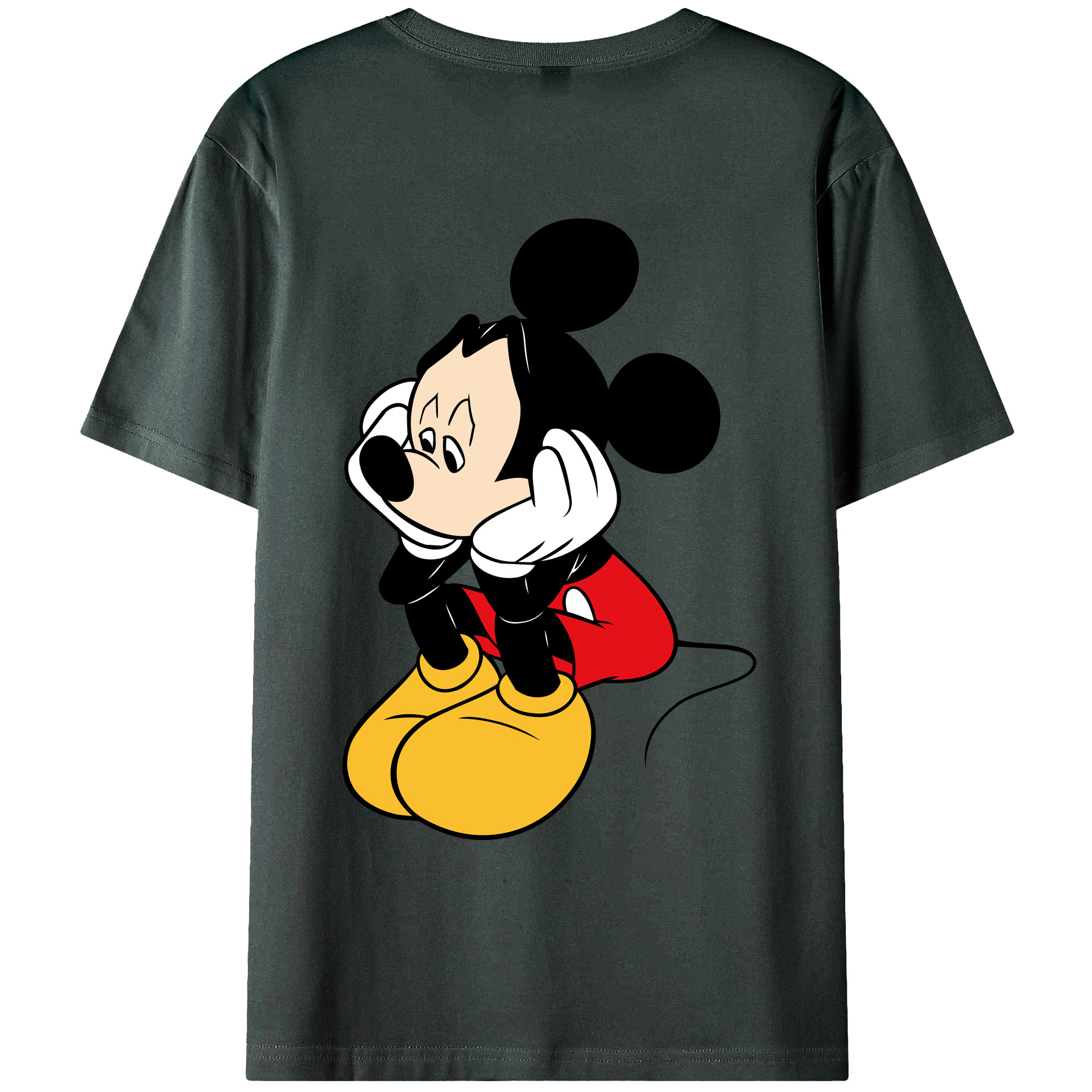 ミッキーマウス Mickey Mouse 綿100％ メンズ半袖Tシャツ（バックプリント） 通気性